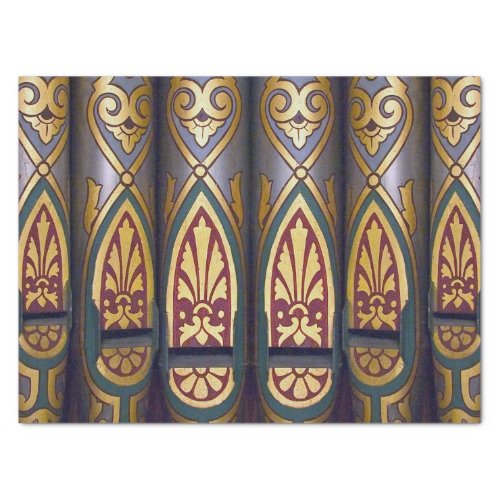 Colourful UK organ pipes tissue paper