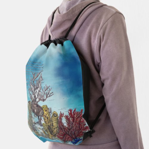 Colourful Underwater Coral Reef Watercolours Drawstring Bag