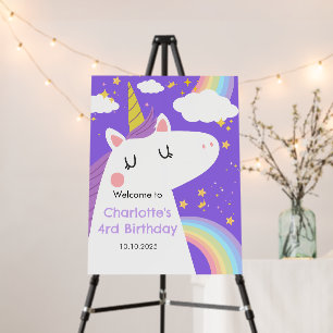Colourful Unicorn and Rainbows Birthday Party Foam Board