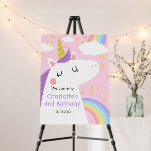 Colourful Unicorn and Rainbows Birthday Party Foam Board