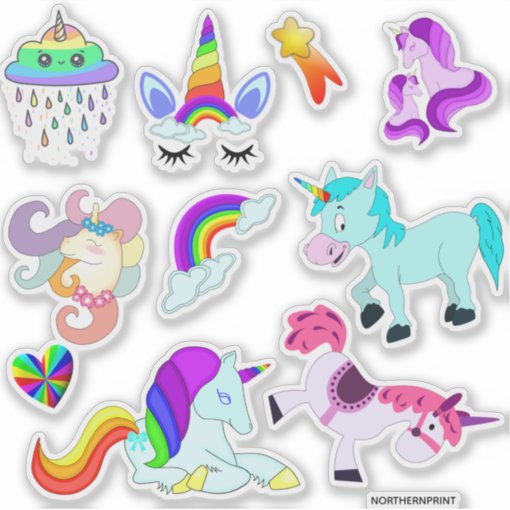 Colourful Unicorn Sticker Set 2 | Zazzle