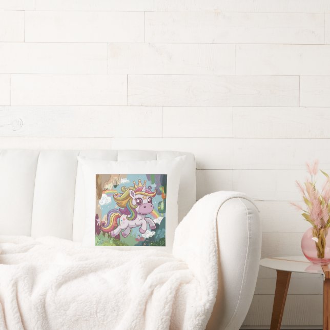 Colourful Unicorn Throw Pillow (Couch)