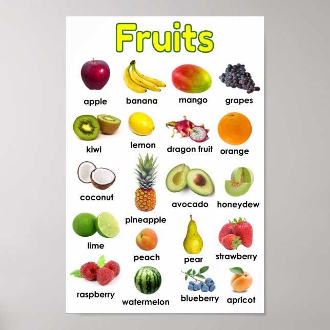 Colourful Variety Fruits Poster (Front)