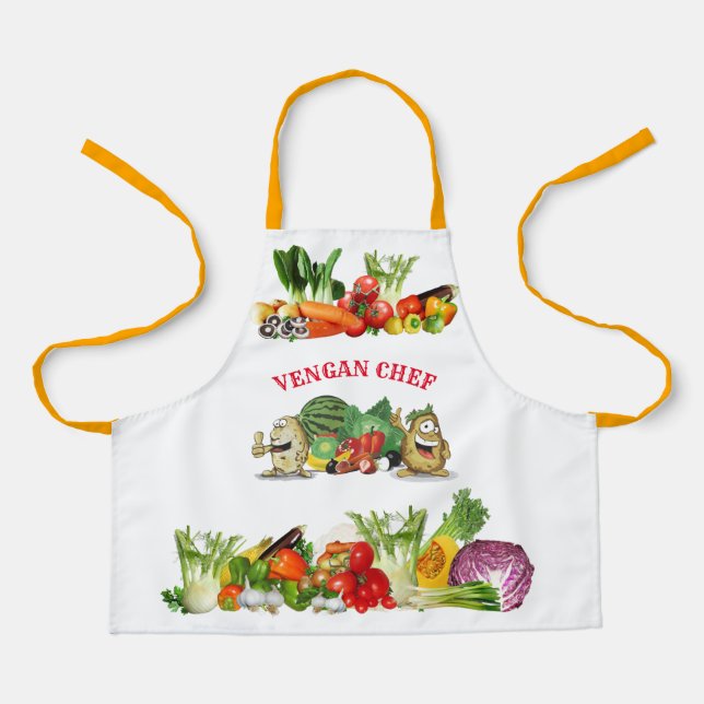 Colourful Vegan Chef Custom text Kids' Apron (Front)