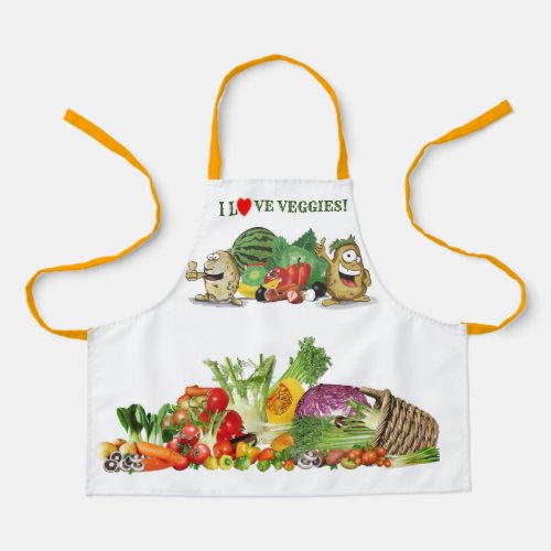 Colourful Vegetables I Love Vegetable Custom text Apron