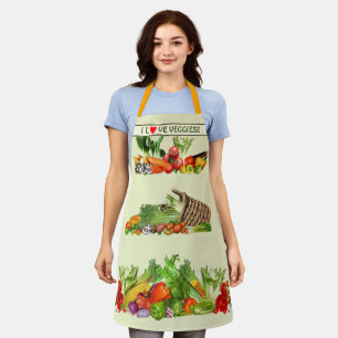 Colourful Vegetables I Love Vegetable Custom text Apron