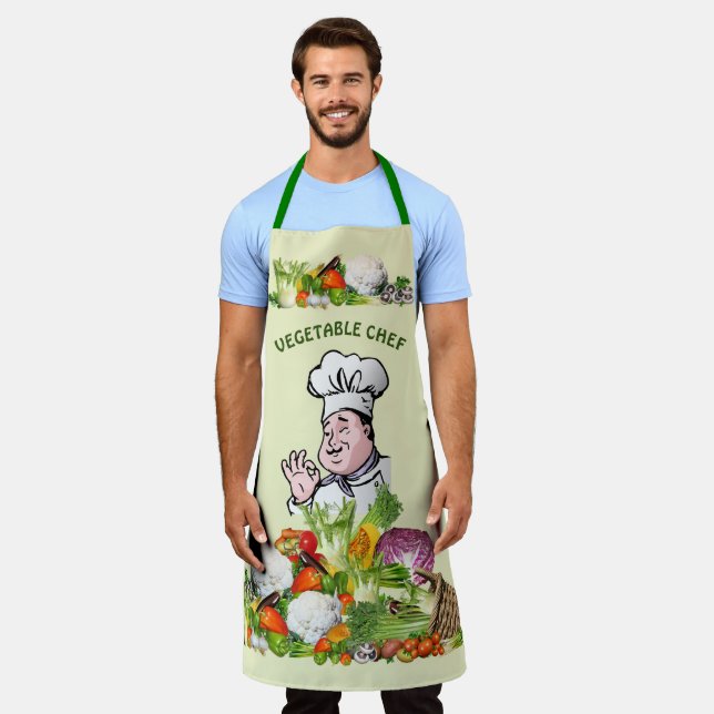 Colourful Vegetables Vegetable Chef Custom text Apron (Worn)