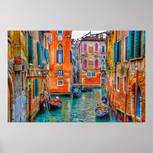 COLOURFUL VENICE CANAL ITALY POSTER
