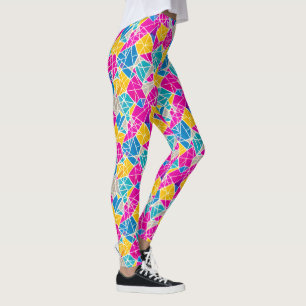 Colourful Vibrant Abstract Geometric Shapes Lines Leggings