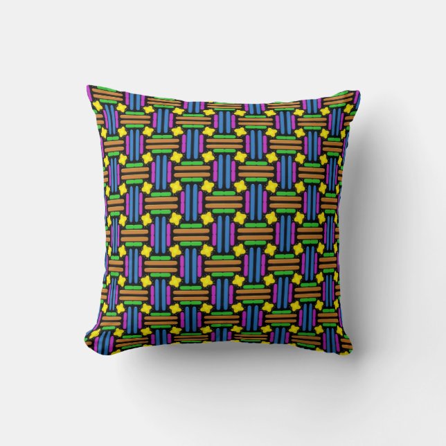 Colourful vibrant geometric pattern  throw pillow (Front)