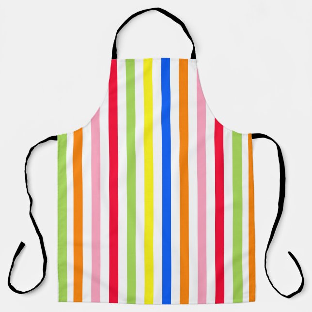 Colourful Vibrant Stripes Pattern Design  Apron (Front)