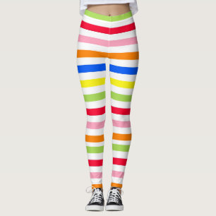 Colourful Vibrant Stripes Pattern Design Leggings