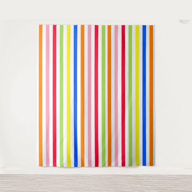 Colourful Vibrant Stripes Pattern Design  Tapestry (Front)