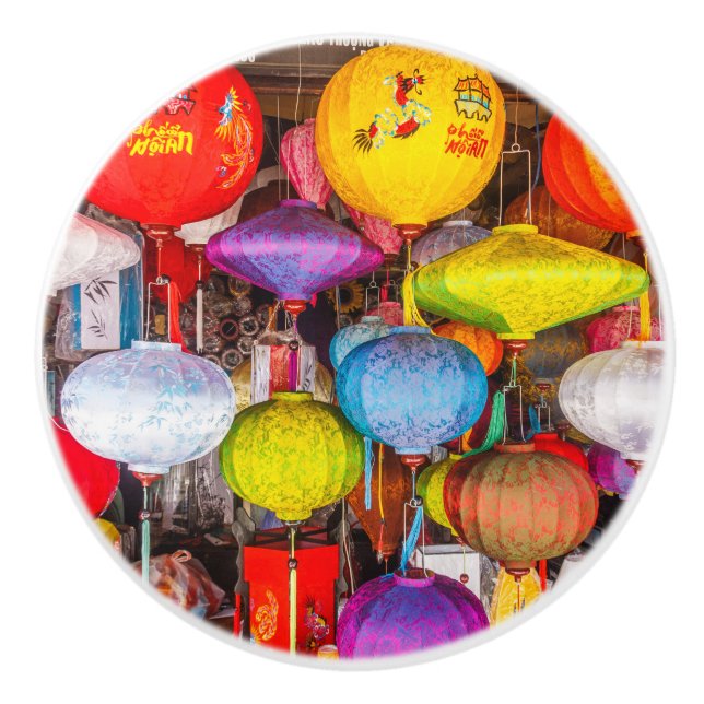 Colourful Vietnamese lanterns Ceramic Knob (Front)