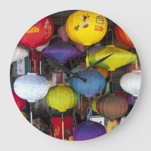 Colourful Vietnamese lanterns Large Clock