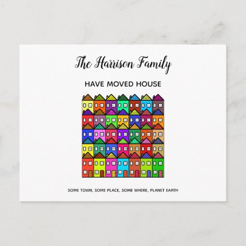 Colourful Village Moving House Real Estate Postcard