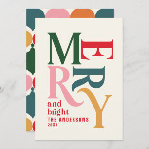 Colourful vintage merry chritsmas announcement