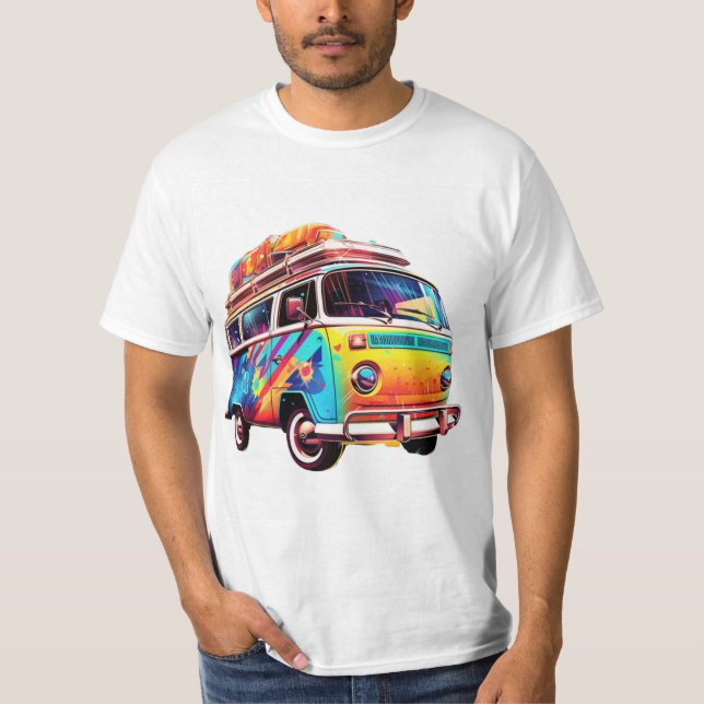 Colourful VW Campervan  T-Shirt (Front)