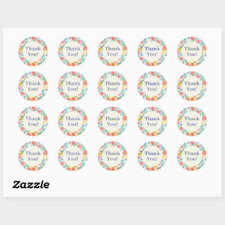 Colourful Watercolor Pastel Floral Classic Round Sticker
