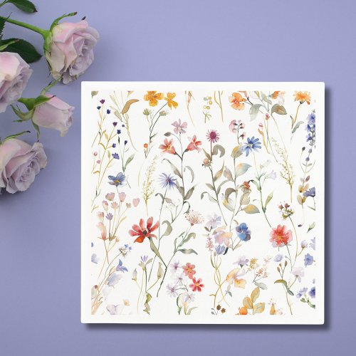 Colourful watercolour wildflower napkins