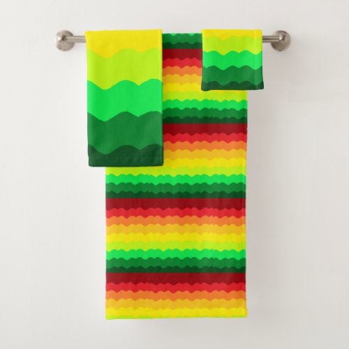 Colourful waves  bath towel set