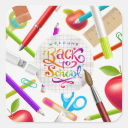 Colourful Welcome Back to School Square Square Sticker