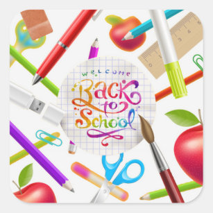 Colourful Welcome Back to School Square Square Sticker