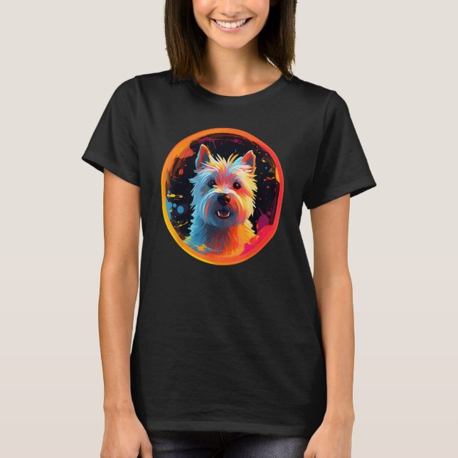 Colourful West Highland White Terrier Dog Dad Mom  T-Shirt (Front)