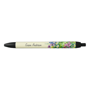 Colourful wildflowers pencil pen