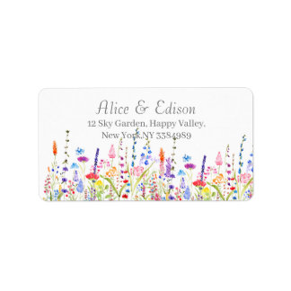 colourful wildflowers return address labels