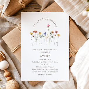Colourful Wildflowers Wild and Onderful Birthday Invitation