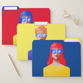 Colourful with chic women file folder