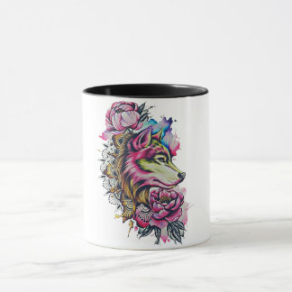Colourful wolf mug | mug
