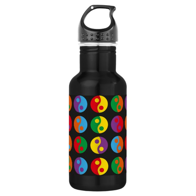 Colourful Yin Yangs Stainless Steel Water Bottle (Front)