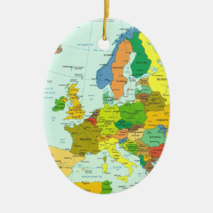 Colourfull Europe map with countries Ceramic Ornament