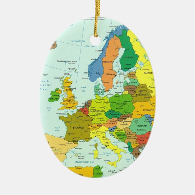 Colourfull Europe map with countries Ceramic Ornament (Front)