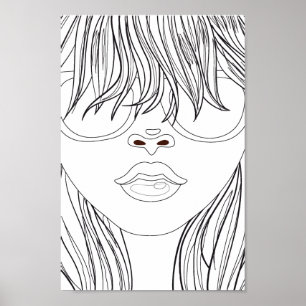 Colouring Page Beach Girl Poster