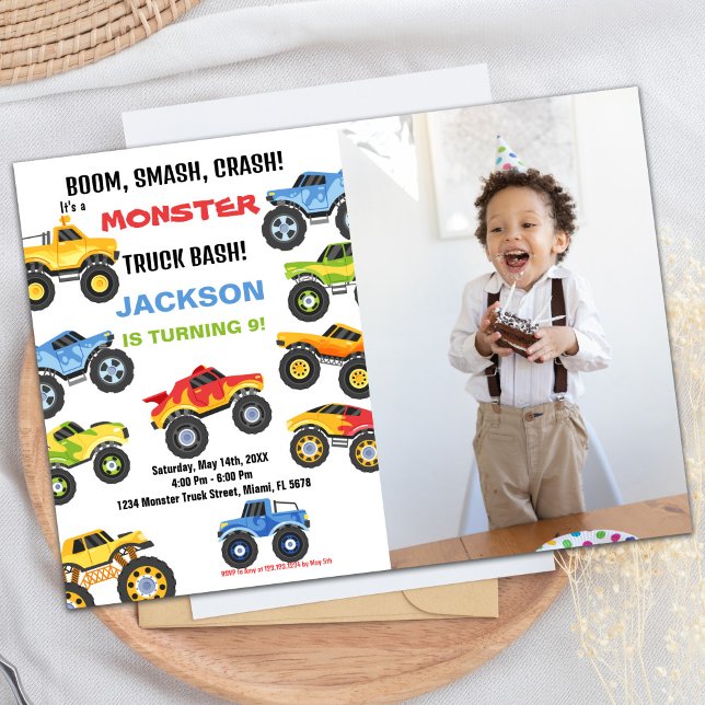 Colours Monster Truck Birthday Invitations Photo (Colours Monster Truck Birthday Invitations Photo)