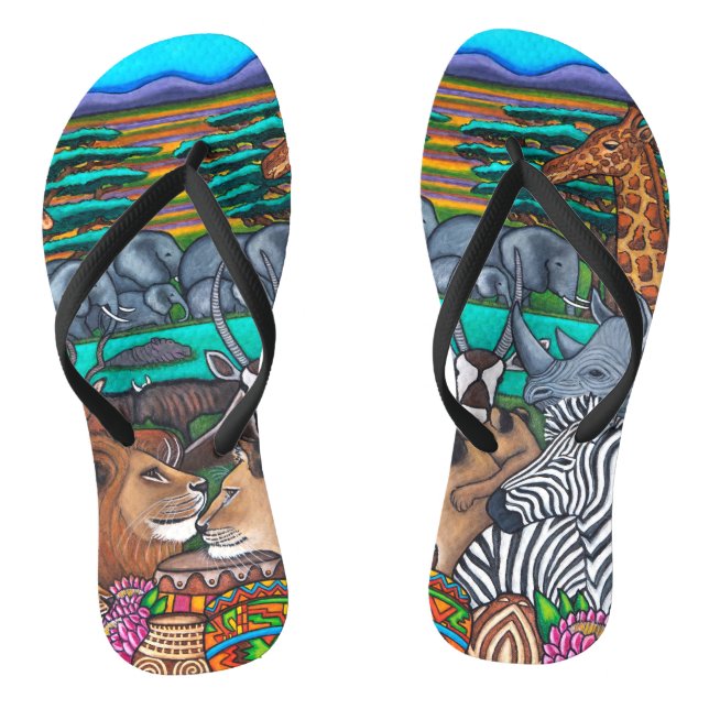 Colours of Africa Custom Adult, Slim Straps Flip Flops (Footbed)