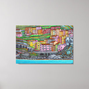 Colours of Manarola Wrapped Canvas 36" x 24" Print