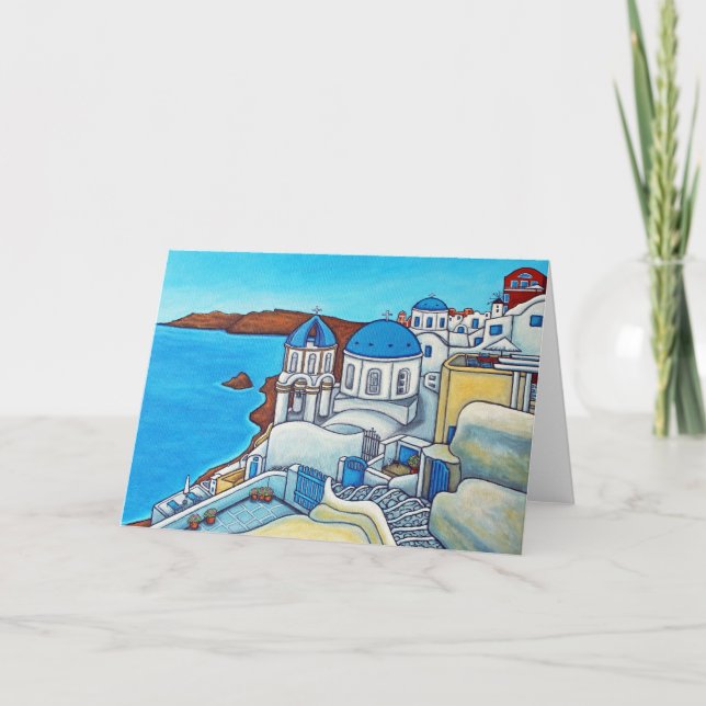 Colours of Santorini Greeting Card by Lisa Lorenz (Front)