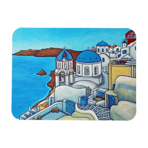 Colours of Santorini Magnet by Lisa Lorenz