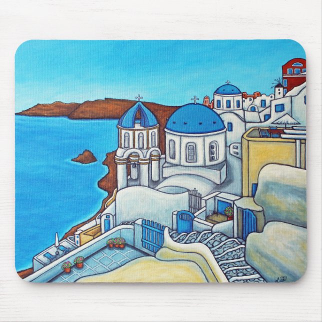Colours of Santorini Mouse Pad by Lisa Lorenz (Front)