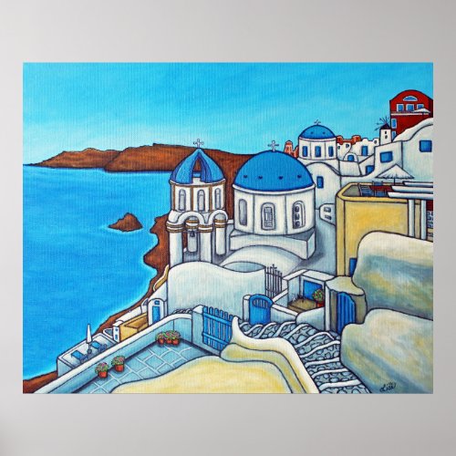 Colours of Santorini Print by Lisa Lorenz