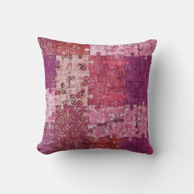 Colours Texture Puzzle Throw Pillow (Front)
