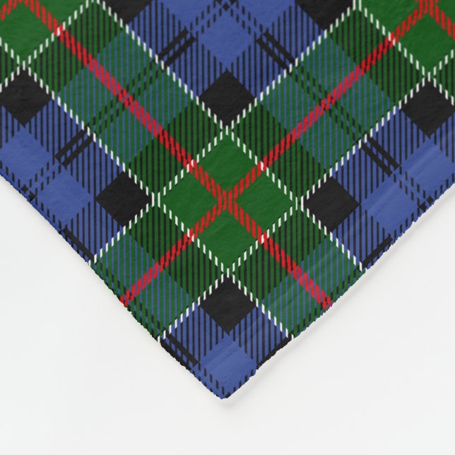 Colquhoun Family Tartan Plaid Pattern Fleece Blanket (Corner)