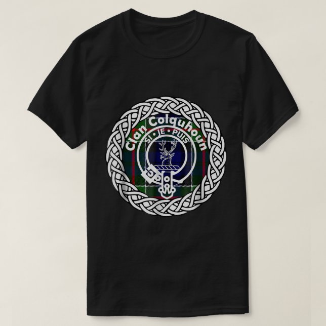 Colquhoun surname Scottish clan tartan crest badge T-Shirt (Design Front)