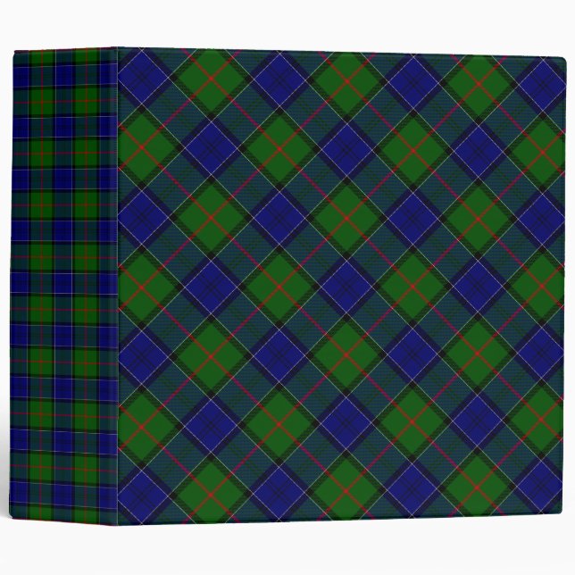 Colquhoun tartan blue green plaid 3 ring binder (Front/Spine)