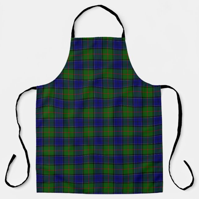Colquhoun tartan blue green plaid apron (Front)