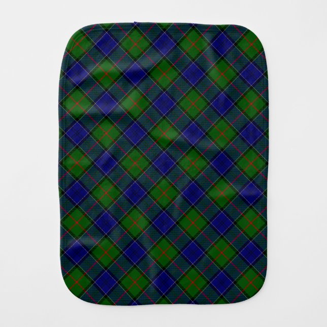Colquhoun tartan blue green plaid baby burp cloth (Front)